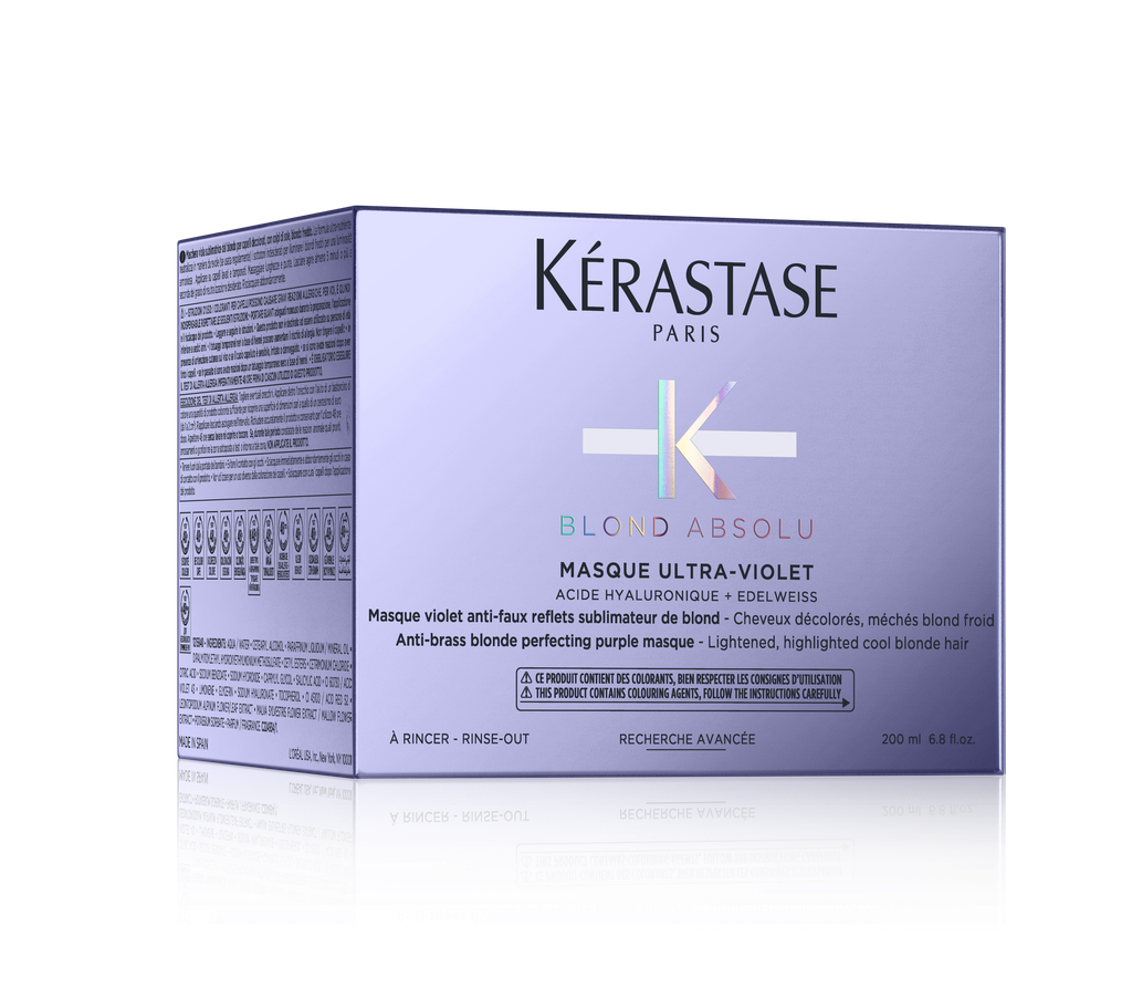Kérastase Blond Absolu Masque Ultra-Violet, masque pigmenté pour cheveux blonds décolorés ou méchés, 200ml